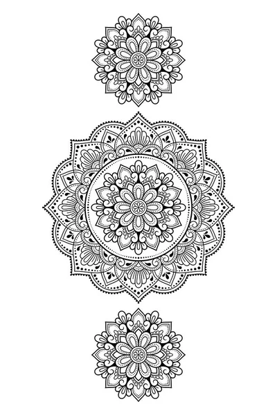 Patrón Circular Forma Mandala Con Flor Para Henna Mehndi Tatuaje — Vector de stock