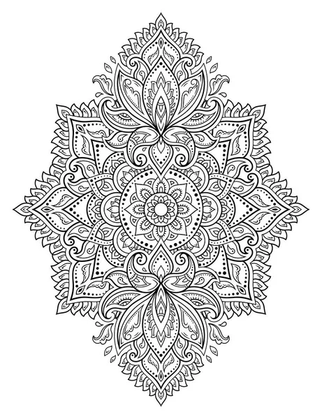 Henna Mehndi 入れ墨 装飾のための蓮の花と曼荼羅の形で円形のパターン 民族的な東洋スタイルの装飾品 概要ドードル手描きベクトルイラスト — ストックベクタ