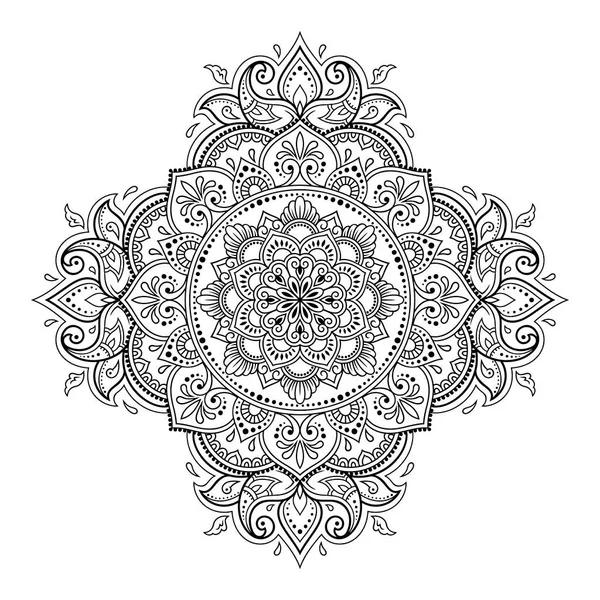 Patrón Circular Forma Mandala Con Flor Para Henna Mehndi Tatuaje — Vector de stock