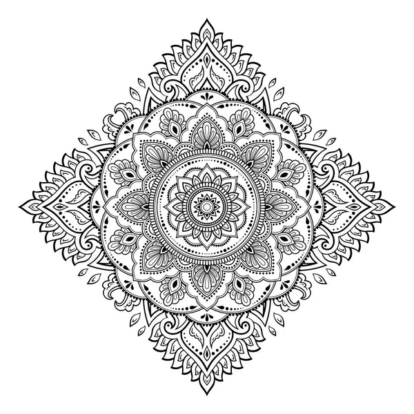 Patrón Circular Forma Mandala Con Flor Para Henna Mehndi Tatuaje — Archivo Imágenes Vectoriales