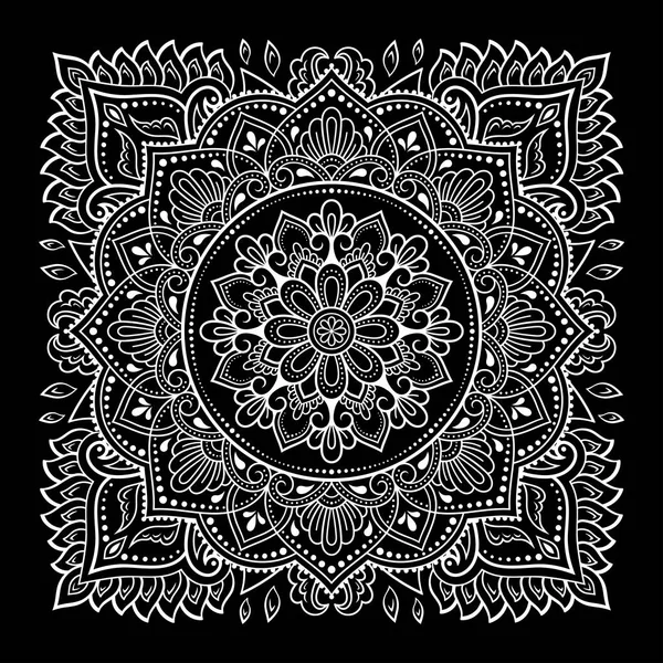 Padrão Circular Forma Mandala Com Flor Para Henna Mehndi Tatuagem — Vetor de Stock