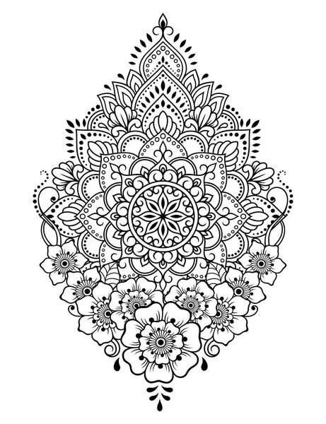 Padrão Circular Forma Mandala Com Flor Para Henna Mehndi Tatuagem —  Vetores de Stock