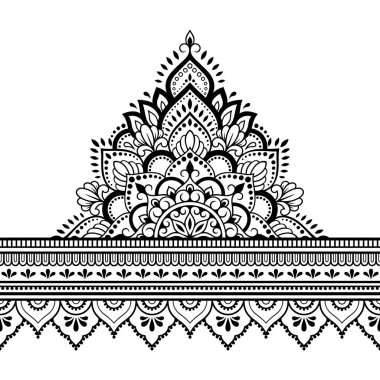 Tasarım, kına, Mehndi ve dövme için mandala ile kusursuz sınırlar. Etnik oryantal ve Hint tarzında dekoratif desen. Karalama süsü. El çizimi vektör illüstrasyonu.