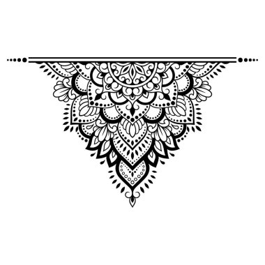 Kına, Mehndi, dövme ve dekorasyon için çiçekli dairesel desen. Etnik doğu tarzında dekoratif süs. Çizim el çizimi vektör illüstrasyonuName.