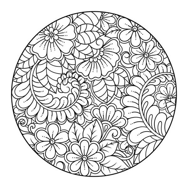 Décrivez Motif Fleurs Rondes Dans Style Mehndi Pour Page Livre — Image vectorielle