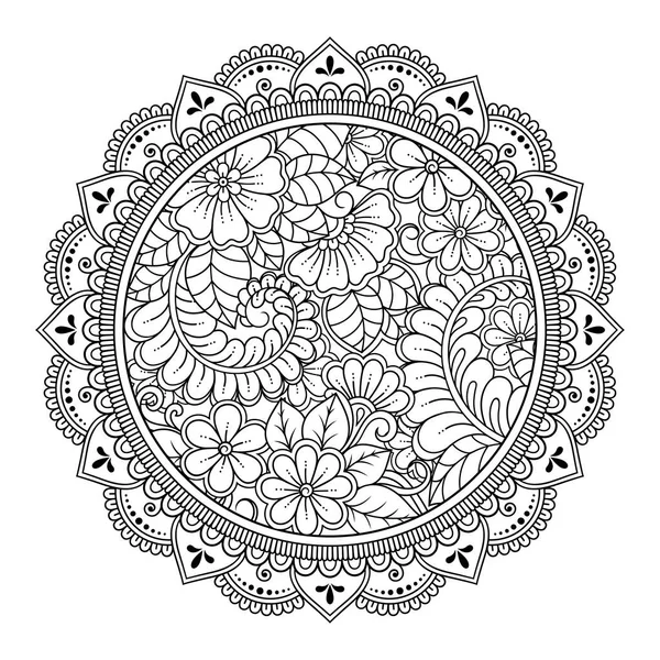 Циркулярний Візерунок Вигляді Мандали Квіткою Генни Мегнді Татуювання Прикрашення Декоративна — стоковий вектор