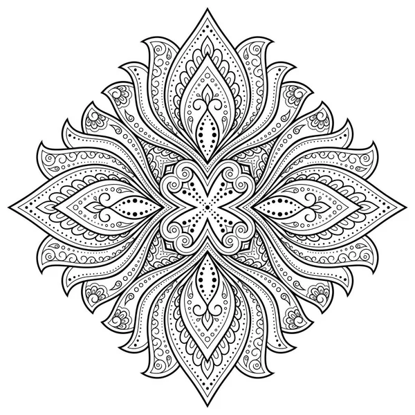 Patrón Circular Forma Mandala Con Flor Para Henna Mehndi Tatuaje — Archivo Imágenes Vectoriales