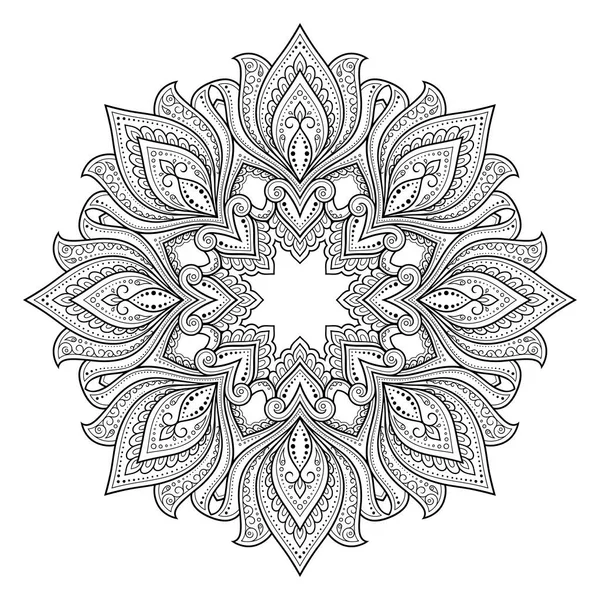 Padrão Circular Forma Mandala Com Flor Para Henna Mehndi Tatuagem — Vetor de Stock