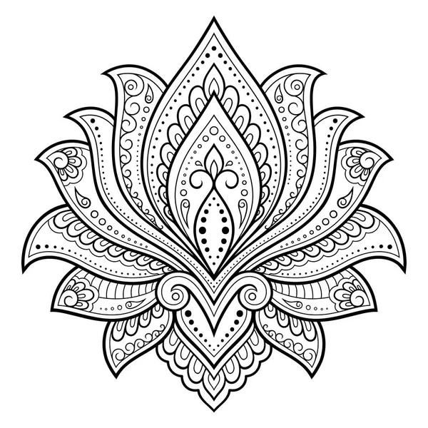 Modèle Fleur Lotus Mehndi Pour Dessin Tatouage Henné Décoration Orientale — Image vectorielle