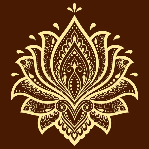 Modello Fiore Lotus Mehndi Disegno Tatuaggio Henna Decorazione Stile Orientale — Vettoriale Stock