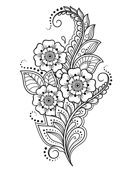 Mehndi Blumenmuster Für Henna Zeichnung Und Tätowierung Dekoration Ethnisch Orientalischen — Stockvektor