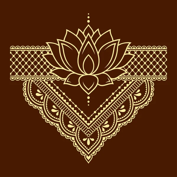 Lotus Mehndi Patrón Flores Para Dibujo Tatuaje Henna Decoración Estilo — Archivo Imágenes Vectoriales