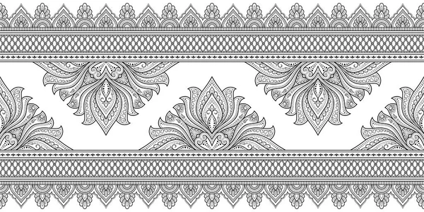 Nahtlose Grenzen Mit Mandala Für Design Applikation Von Henna Mehndi — Stockvektor