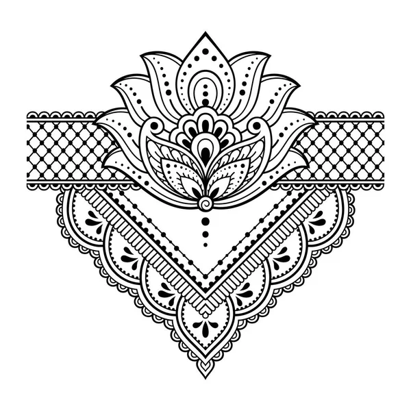 莲花花纹图案用于Henna绘图和纹身 东方风格 印度风格的装饰 点缀点缀 手绘矢量示意图 — 图库矢量图片