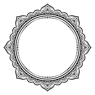 Doğu geleneğinde çerçeve. Kınalı dövmeler, defter, tabut, dergi, kartpostal ve klasör için dekoratif desenler. Mehndi tarzında çiçek mandala.