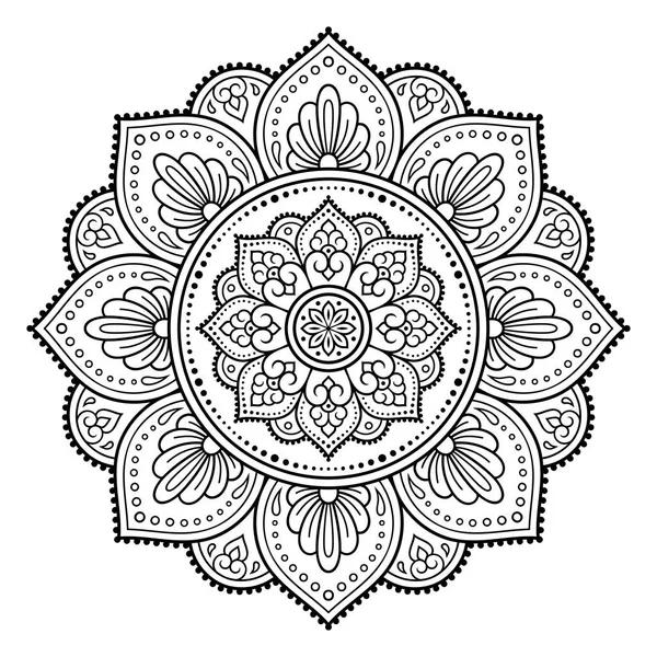 Modèle Circulaire Forme Mandala Avec Fleur Pour Henné Mehndi Tatouage — Image vectorielle