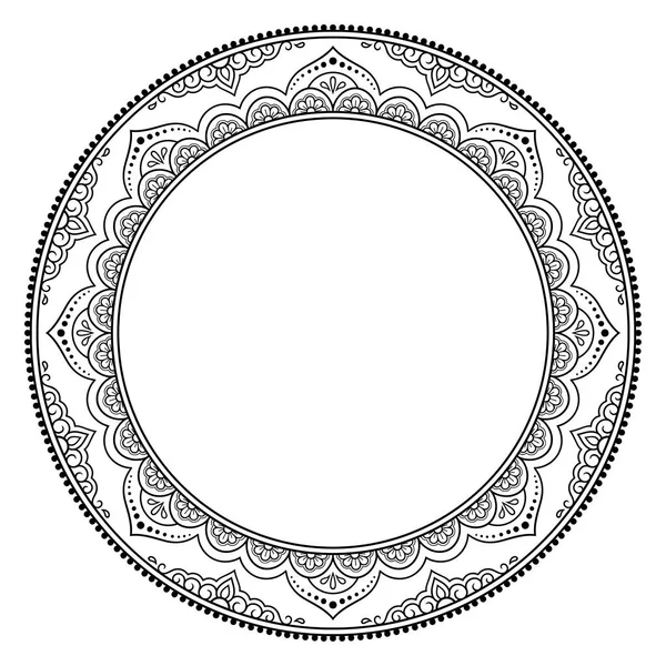 東の伝統の枠 ノートブック はがきやフォルダのためのカバーを飾るためのヘナタトゥー装飾パターンでスタイル メンディ風の花曼荼羅 — ストックベクタ