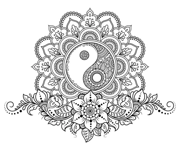 Modèle Circulaire Forme Mandala Pour Henné Mehndi Tatouage Décoration Ornement — Image vectorielle