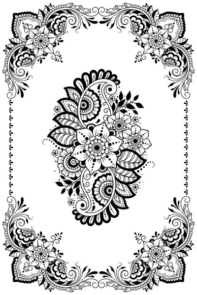 Stylizované Henna Tetování Dekorativní Vzor Pro Zdobení Obalů Knihy Notebooku — Stockový vektor