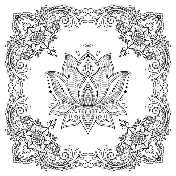 Kreisförmiges Muster Form Von Mandala Mit Lotusblume Für Henna Mehndi — Stockvektor