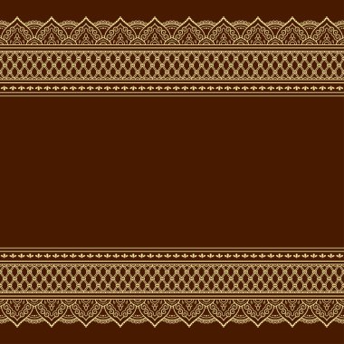 Mehndi, Henna çizimi ve dövmesi için kusursuz sınır desenleri. Etnik doğuya özgü dekorasyon, Hint tarzı. Karalama süsü. El çizimi vektör illüstrasyonu.