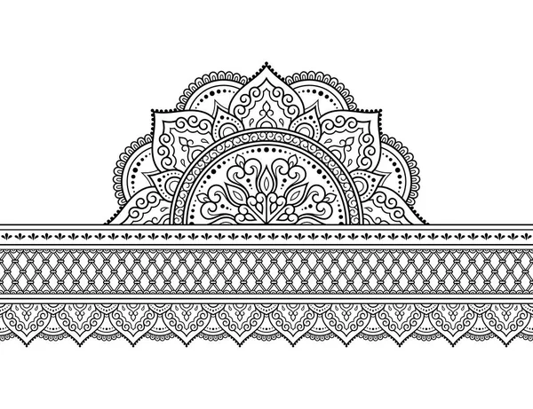 Seamless Borders Mandala Design Application Henna Mehndi Tattoo Decorative Pattern — Stock Vector