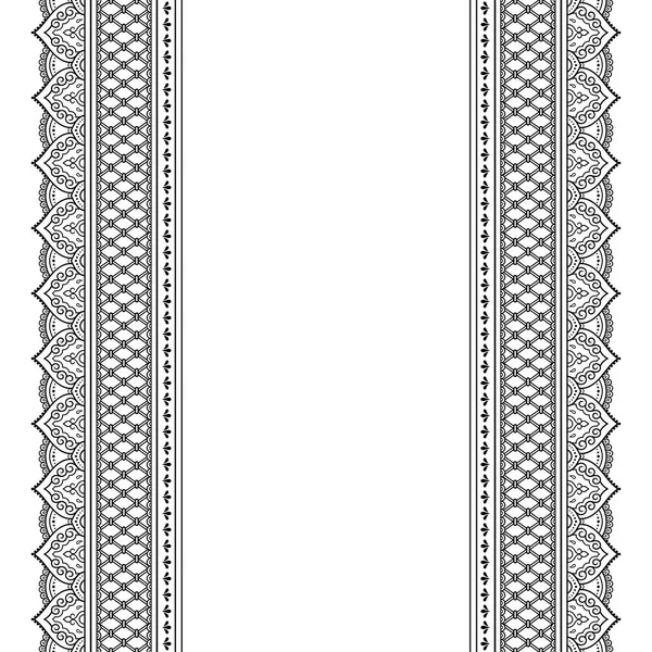 Set Seamless Borders Pattern Mehndi Henna Drawing Tattoo Decoration Ethnic — Stock Vector