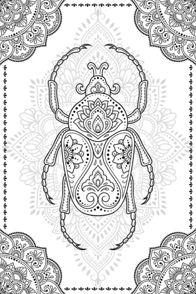 Bug Décoré Avec Motif Vintage Floral Ethnique Indien Sans Couture — Image vectorielle