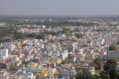 Tipik Hint şehir yukarıdan görünüm ev sahipliği yapmaktadır. Tiruchirappalli (Trichy), havadan görünümü. Tamil Nadu, Hindistan