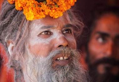 unidentified local man at Kumbh Mela festival near Allahabad  ,INDIA ,Uttar, Pradesh state clipart