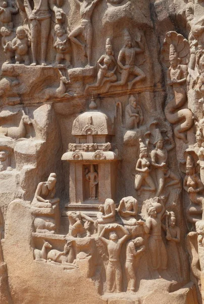 ママラプラム岩の彫像とマーマッラ プラム タミル ナードゥ州 インドの寺院 — ストック写真