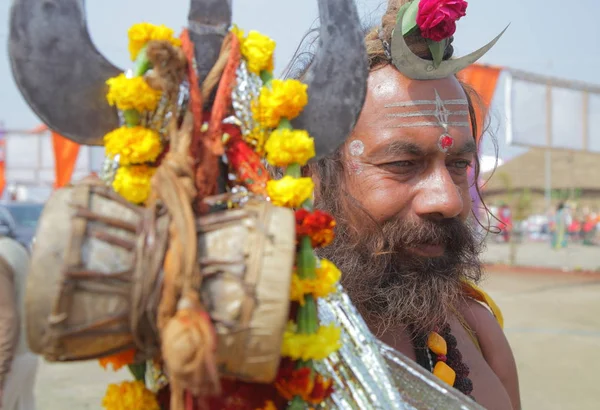 Unidentified Local Man Kumbh Mela Festival Allahabad India Uttar Pradesh — Stock Photo, Image