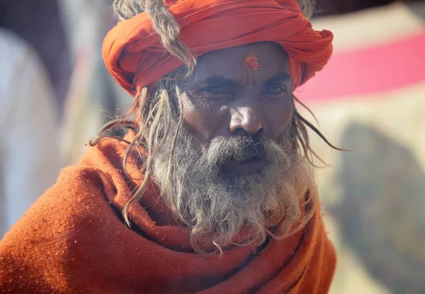 Hombre Local Identificado Festival Kumbh Mela Cerca Allahabad India Uttar —  Fotos de Stock