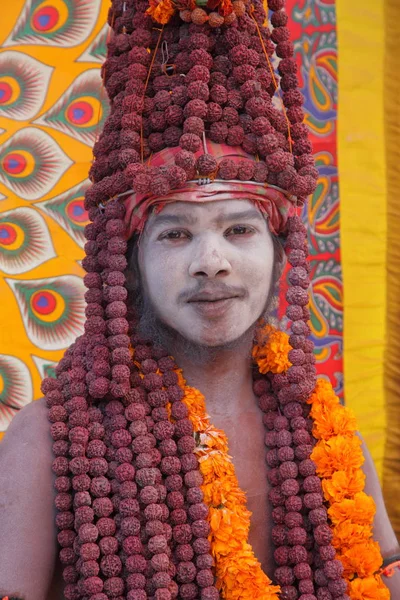 Homem Local Não Identificado Festival Kumbh Mela Perto Allahabad Índia — Fotografia de Stock