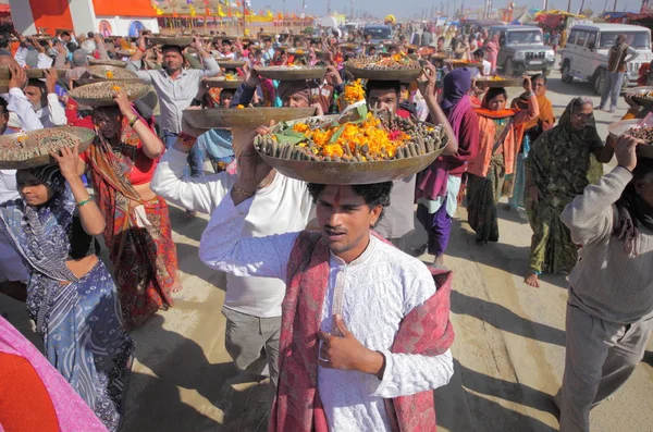Localnici Kumbh Mela Festival Apropiere Allahabad India Uttar Statul Pradesh — Fotografie, imagine de stoc