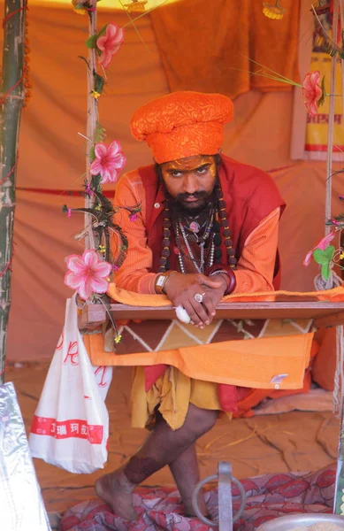 Homme Local Non Identifié Festival Kumbh Mela Près Allahabad Inde — Photo