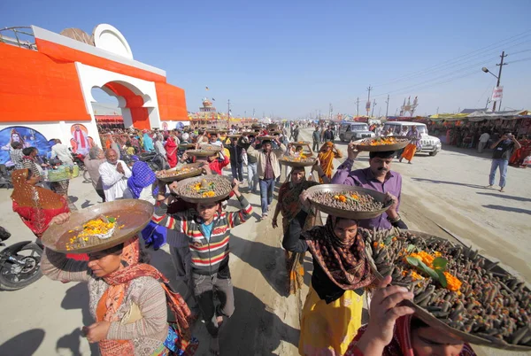 População Local Festival Kumbh Mela Perto Allahabad Índia Uttar Pradesh — Fotografia de Stock
