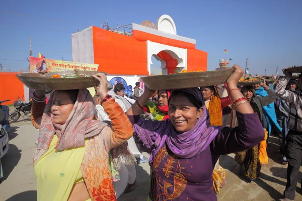 Mieszkańcy Kumbh Mela Festival Pobliżu Allahabad Indiach Uttar Stan Pradesh — Zdjęcie stockowe