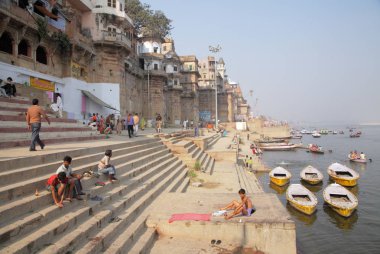 boats  at Varanasi Ganges river , Uttar Pradesh, India clipart