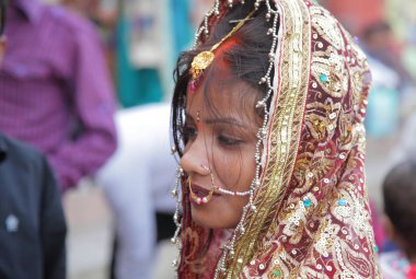 Hint Hindu gelini closeup düğün töreninde