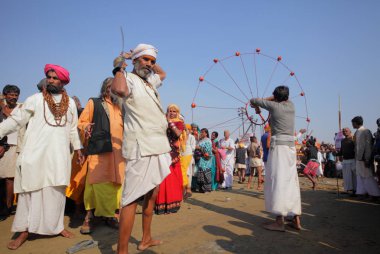  Kalabalık Kumbh Mela Festival, dünyanın en büyük dini toplama, Allahabad, Uttar Pradesh, Hindistan.