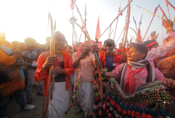 Tłum Kumbh Mela Festival Świecie Największym Religijne Gromadzenie Allahabad Uttar — Zdjęcie stockowe