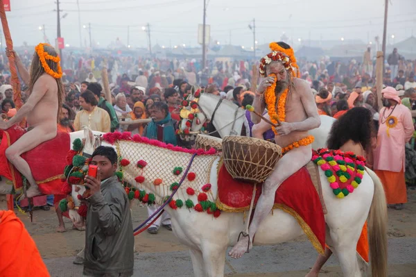 Multidão Festival Kumbh Mela Maior Encontro Religioso Mundo Allahabad Uttar — Fotografia de Stock