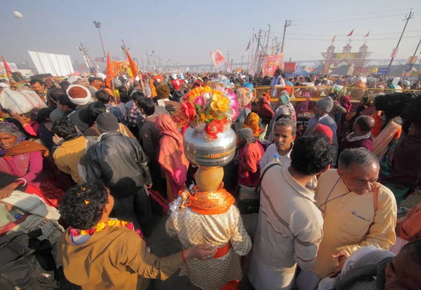 Натовп Фестивалі Kumbh Мела Світі Найбільше Релігійних Збір Аллахабад Уттар — стокове фото