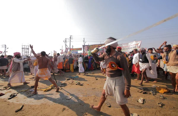 Kalabalık Kumbh Mela Festival Dünyanın Büyük Dini Toplama Allahabad Uttar — Stok fotoğraf