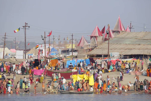 Foule Festival Kumbh Mela Grand Rassemblement Religieux Monde Allahabad Uttar — Photo