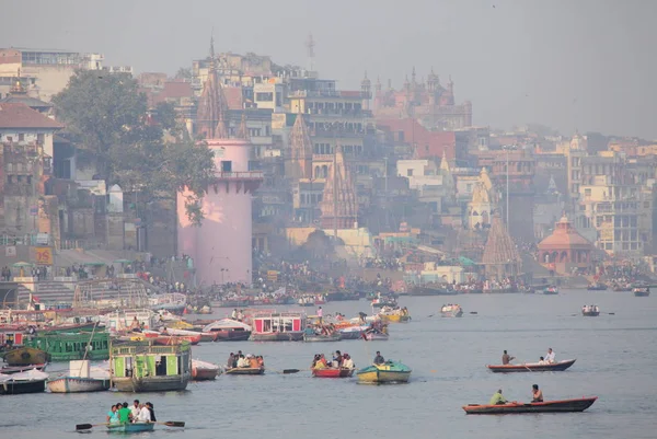 Bateaux Rivière Varanasi Ganges Uttar Pradesh Inde — Photo