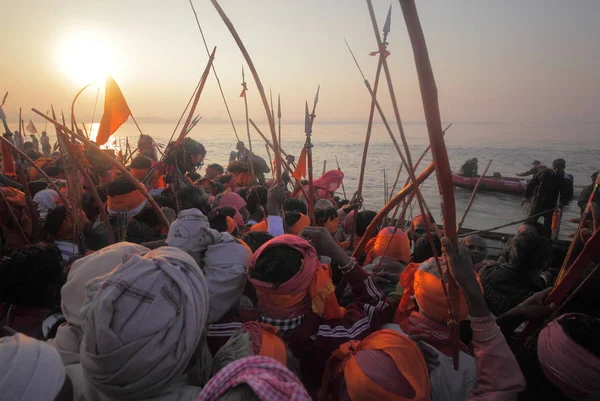 Foule Festival Kumbh Mela Grand Rassemblement Religieux Monde Allahabad Uttar — Photo