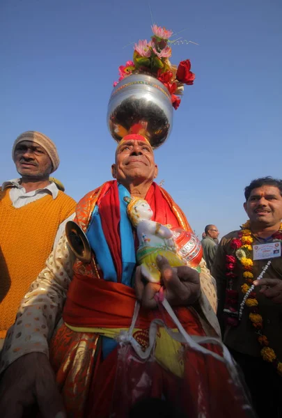 Kumbh Melá Fesztiválon Világ Legnagyobb Vallási Gyűjtése Maglód Uttar Pradesh — Stock Fotó