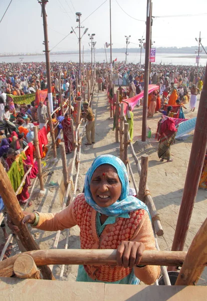 Foule Festival Kumbh Mela Grand Rassemblement Religieux Monde Allahabad Uttar — Photo